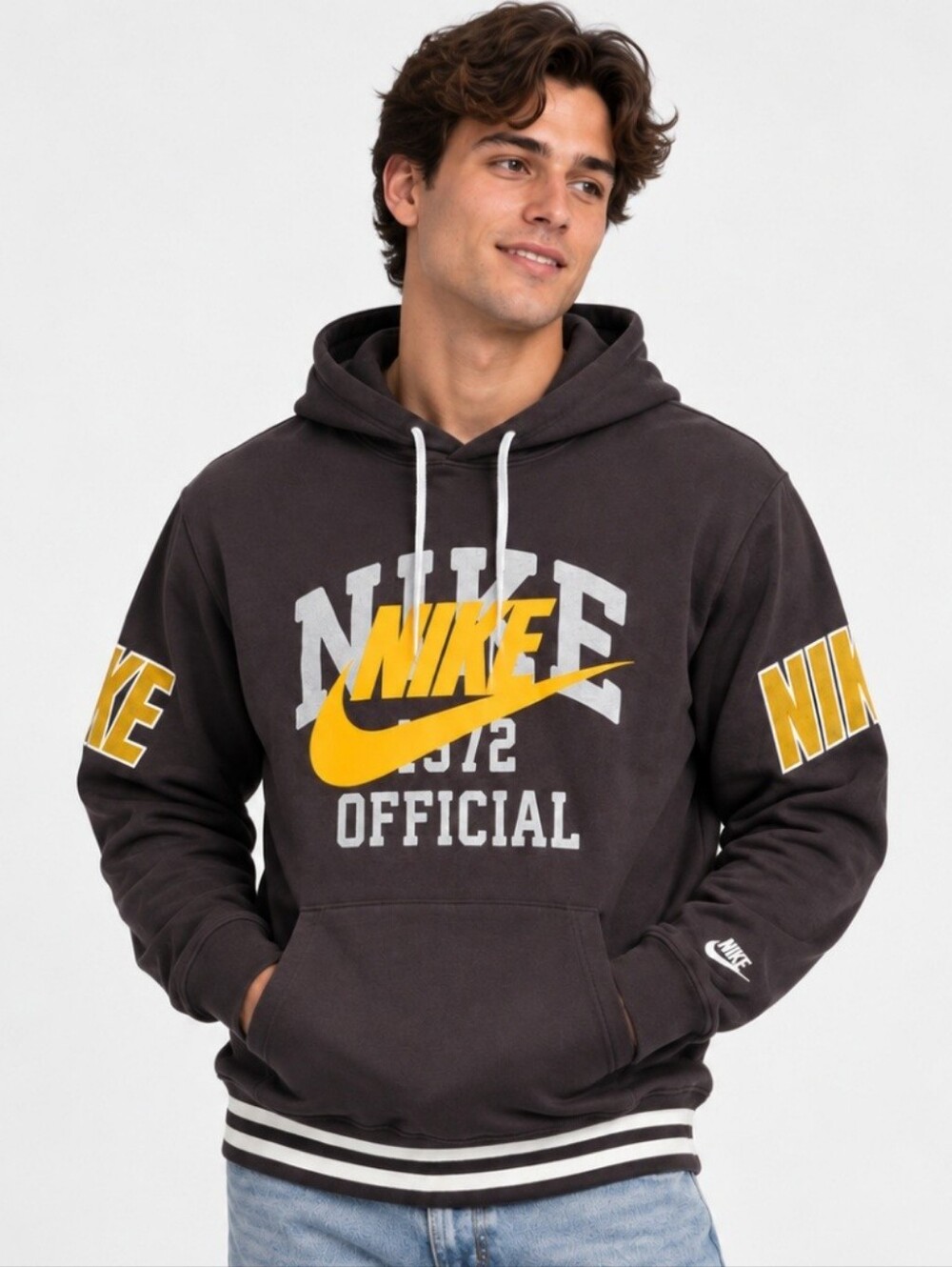 Nike Sportswear 1972 Official French Terry Graphic Hoodie Black Gold Men’s M